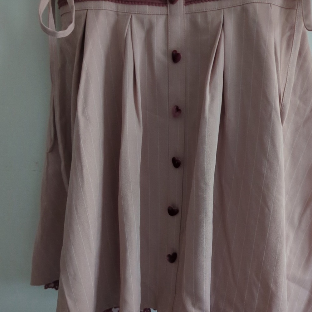 Lizlisa Japanese Cute Pink Dress with Ruffle Lace Tie Velvet Heart Button Accent - Picture 2 of 8